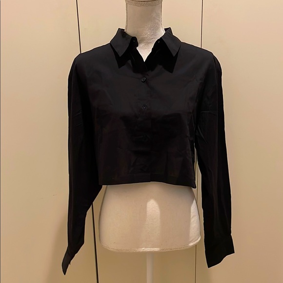 H&M black button up crop top #7 NWOT - Picture 1 of 4